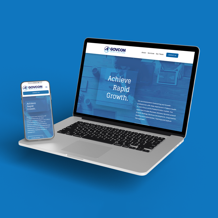 GovCon Growth Solutions website on an iPhone and laptop GovCon Growth Solutions website on an iPhone and laptop